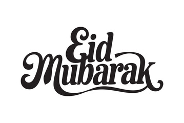 Eid Mubarak greeting text celebrating the joy of the muslim festival. Eid Mubarak calligraphic design. Vector illustration