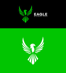 Green Eagle Logo Design, Bird of Prey, Symbolic, Powerful, Majestic