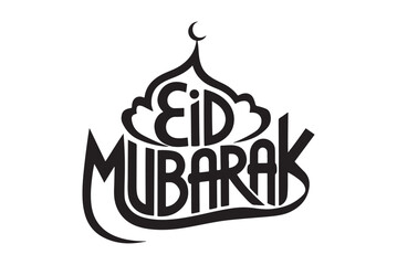 Eid Mubarak greeting text celebrating the joy of the muslim festival. Eid Mubarak calligraphic design. Vector illustration © Jahura