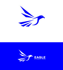 Abstract Blue Eagle Logo Design, Bird Flight, Vector Icon