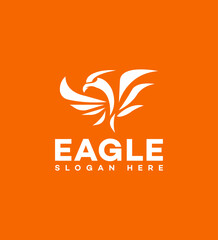 Abstract Eagle Logo Design, White Bird, Orange Background, Brand Identity