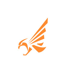 Abstract Orange Falcon Bird Logo Design, Speed, Power, Flight