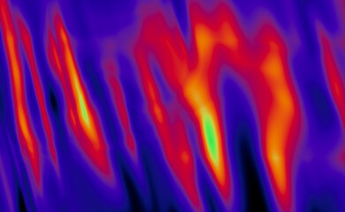 Heat map abstract gradient background. Neon blue and green with red and orange colors.