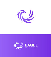 Fototapeta premium Purple Eagle Logo Design, Abstract Bird, Minimalist Style, Brand Identity, Vector Graphic, Corporate