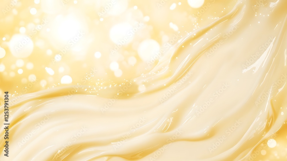 Aufkleber mesmerizing waves of shimmering golden glitter and sparkling light flow across a warm amber and yell