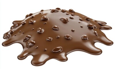 Fototapeta premium Melted chocolate with chunks, dessert, sweet treat, white background, food photography, advertising