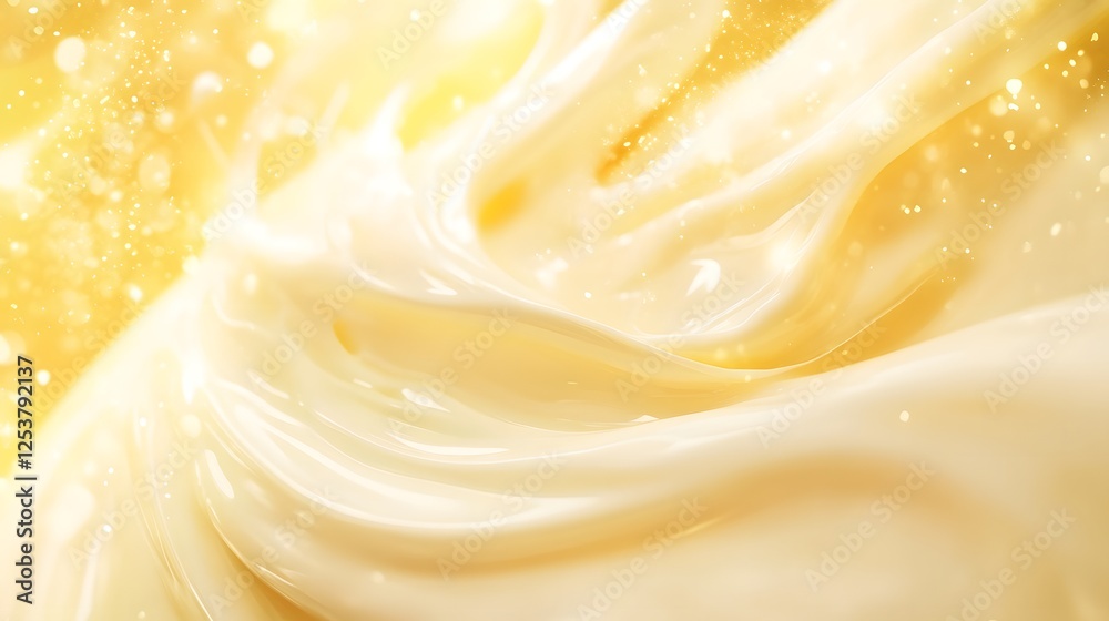 Poster Radiant celestial waves of shimmering liquid gold and vibrant colors in flowing motion creating a mesmerizing dreamlike and ethereal visual effect  The image evokes a sense of wonder