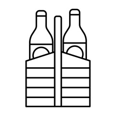 beer bottles in basket icon Vector logo set flat