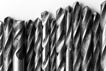 different bits drill on white copy space