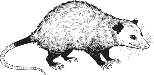  Opossum Vector Illustration: Detailed Outline Drawing of a Possum