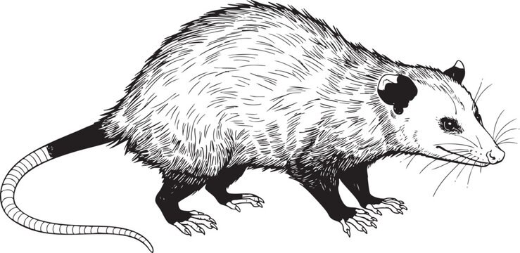  Opossum Vector Illustration: Detailed Outline Drawing of a Possum