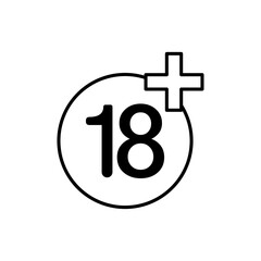 Eighteen plus icon Vector logo set flat