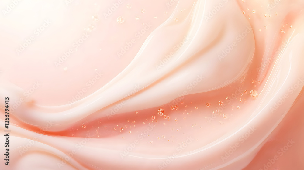 Leinwandbilder soft feminine abstract textile with flowing delicate silhouette in pastel pink and beige hues dreamy