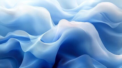 Obraz premium Captivating Blue: A Delicate Dance of Light and Shadow, Abstract Silk-like Waves Creating a Dreamy, Ethereal Landscape of Softness and Serenity.