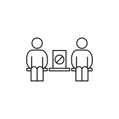 Social distancing sitting icon Vector logo set flat