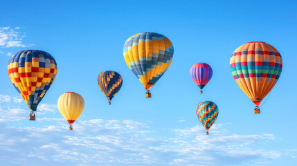 Fototapeta premium Colorful Hot Air Balloons In A Blue Sky