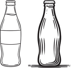  Vector Outline Illustration of Glass Soda Bottles