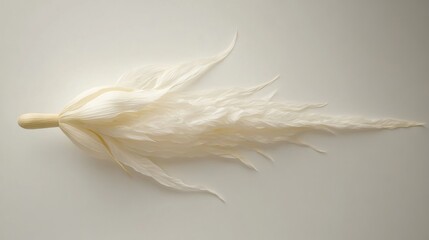 Delicate White Plant Arrangement with Feathery Texture Set Against a Light Background