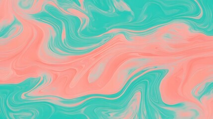Abstract Teal and Peach Swirl Marble Texture Background