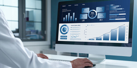 Business data dashboard provide business intelligence analytic for marketing strategy planning brisk with big data set to analyze customer demands and foreseeing business future