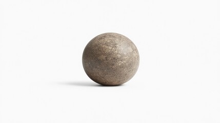 Textured Metallic Sphere Sitting on a Plain Background with Soft Shadow in Studio Setting