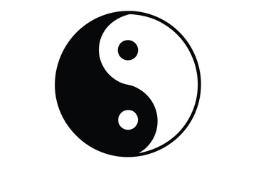 Silhouette vector illustration of a yin-yang symbol icon on a black and white background