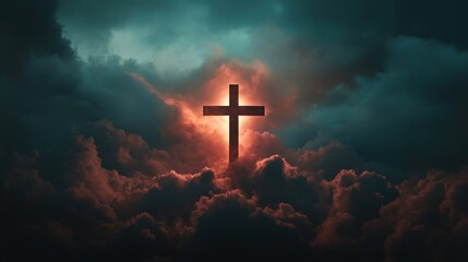 Fototapeta premium Cross in Dramatic Sky.
