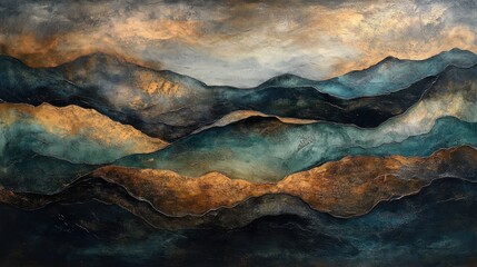 Serene Mountain Landscape: A Textured Masterpiece