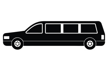 Silhouette vector illustration of a limousine icon on a black and white background