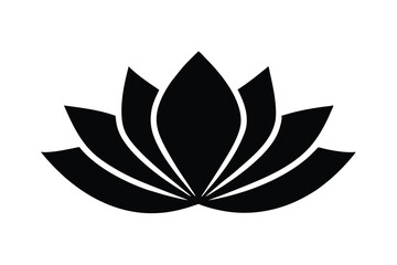 Silhouette vector illustration of a lotus leaf logo icon on a black and white background