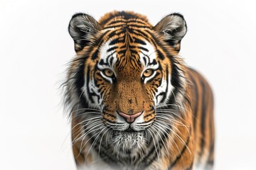 Fototapeta premium Majestic Bengal Tiger Stares Intently with Fierce and Piercing Golden Eyes
