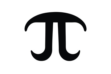 Silhouette vector illustration of a Pi Symbol icon on a black and white background
