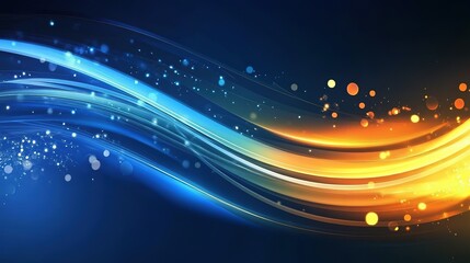 Obraz premium blue with glow gold light sparkle, creative geometric shape circle dots and lines motion move , minimalist modern trendy design elements abstract background, banner , flyers design,