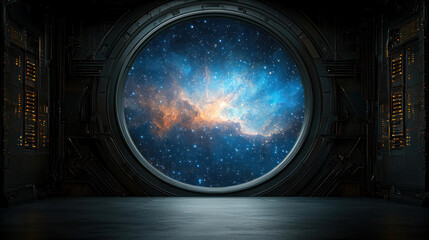 Futuristic Space Portal With Galaxy View