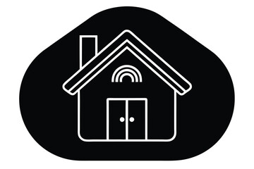 Silhouette vector illustration of a smart home device icon on a black and white background