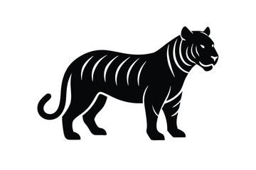 Naklejka premium Silhouette vector illustration of a tiger icon on a black and white background