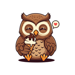 Cute Owl Waving Hand Cartoon Vector Icon Illustration. Animal Nature Icon Concept Isolated Premium