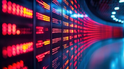 Red data streams curve in futuristic tunnel