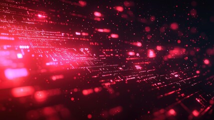 Fototapeta premium Red digital data stream, futuristic background