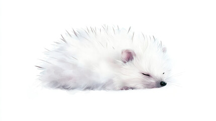 Delicate Watercolor Painting of Sleeping Hedgehog