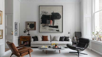 Fototapeta premium Modern living room interior design, London apartment, calm atmosphere
