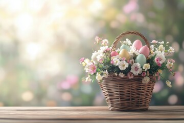 Beautiful spring-inspired Easter setting with a festive woven basket
