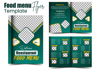 Reastaurant bi fold  Food menu brochure  template design
