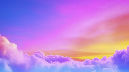 Naklejka premium Captivating sunset sky with vibrant colors and fluffy clouds
