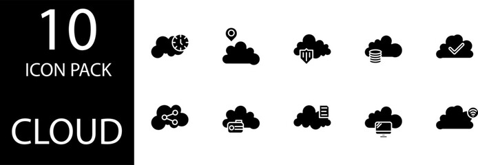 cloud solid Editable Icons set. 