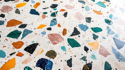 Colorful terrazzo floor texture, interior design detail