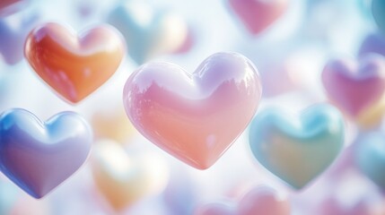 Obraz premium The image features a collection of heart-shaped candies, which appear to be vibrant and colorful. They are arranged in a close formation, suggesting they might be used for decoration or as gifts. The
