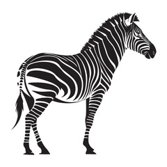 Black Zebra Silhouette Vector Icon