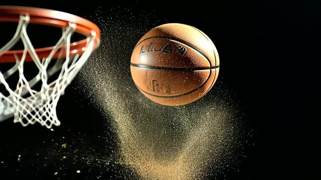 Basketball Swishes Through Net in Slow Motion Shot