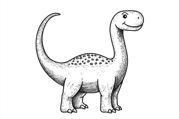 Obraz premium Smiling dinosaur cartoon coloring book drawing for kids and children illustration